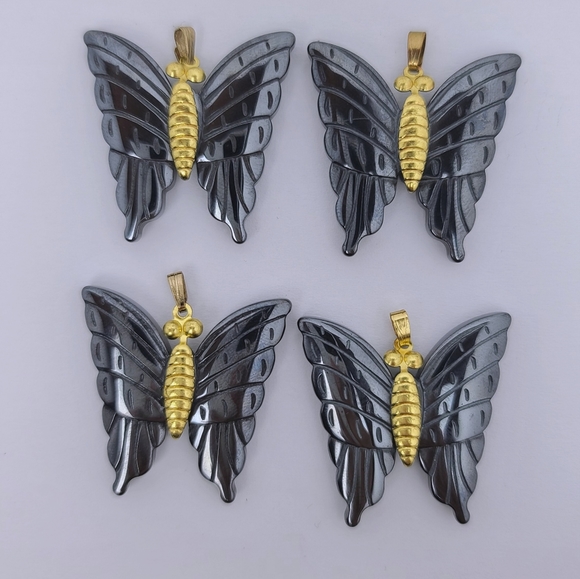 Hematite Butterfly Necklace - Picture 3 of 11